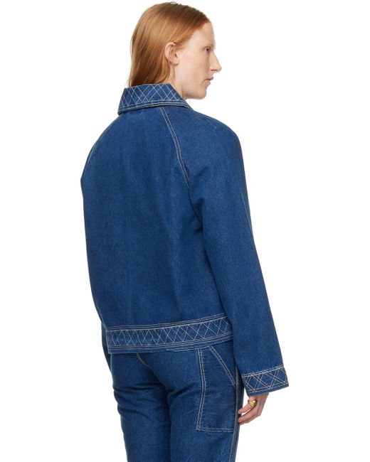Bode Blue Embroidered Denim Jacket