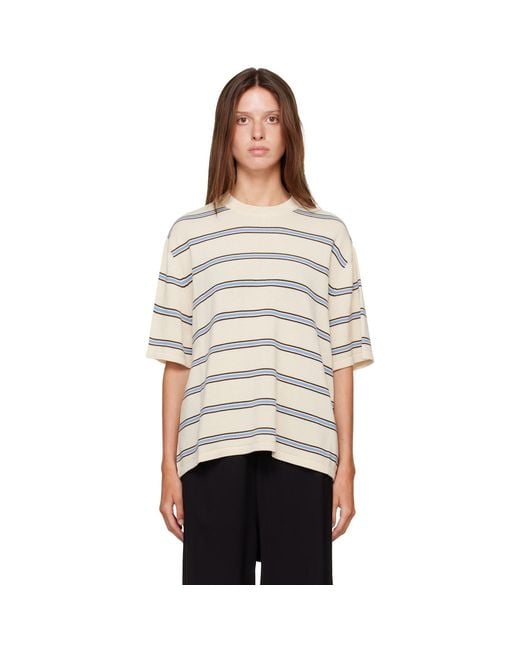 Cordera Gray Off- Organic Cotton Striped T-Shirt