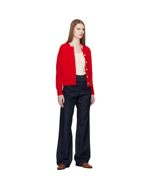 &Daughter Red Ada Crewneck Cardigan