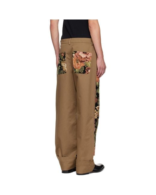 Simone Rocha Brown Khaki Patchwork Workwear Trousers for men