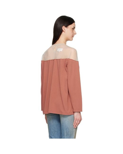 MM6 by Maison Margiela Red Tan Mannequin Print Jersey Top