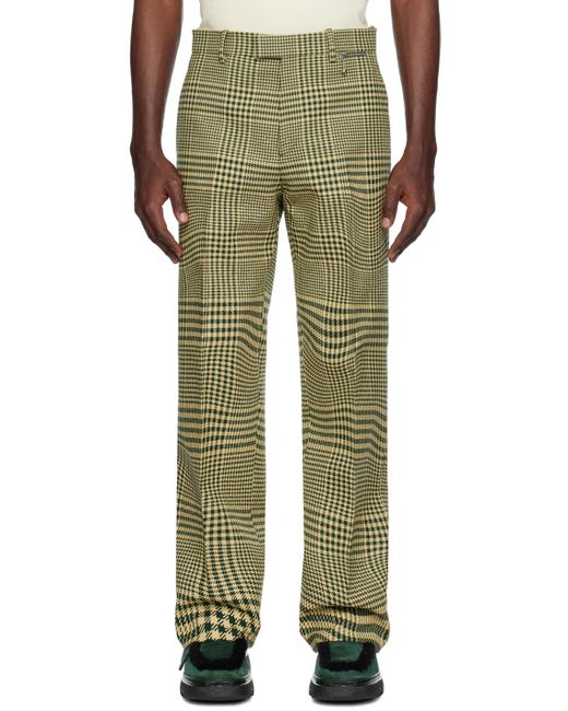 Burberry Green Warped Houndstooth Trousers for men