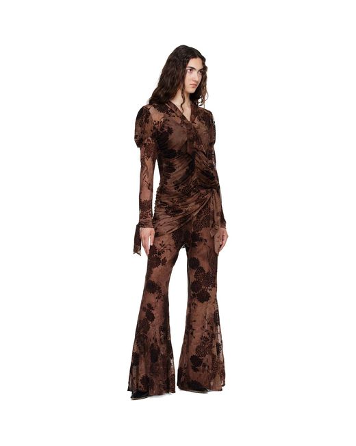 Anna Sui Brown Dahlia Tulle Lounge Pants