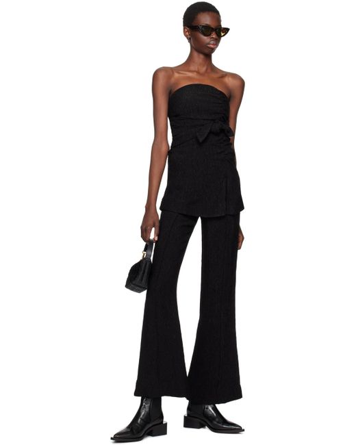 Ganni Black Stretch Flared Trousers