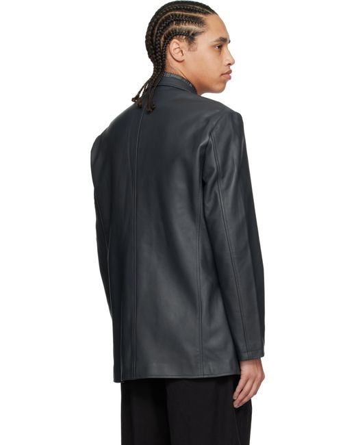 Carter Young Black Single Breasted Leather Blazer for men