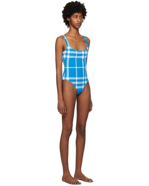 Burberry Black Blue Check One-piece Swimsuit