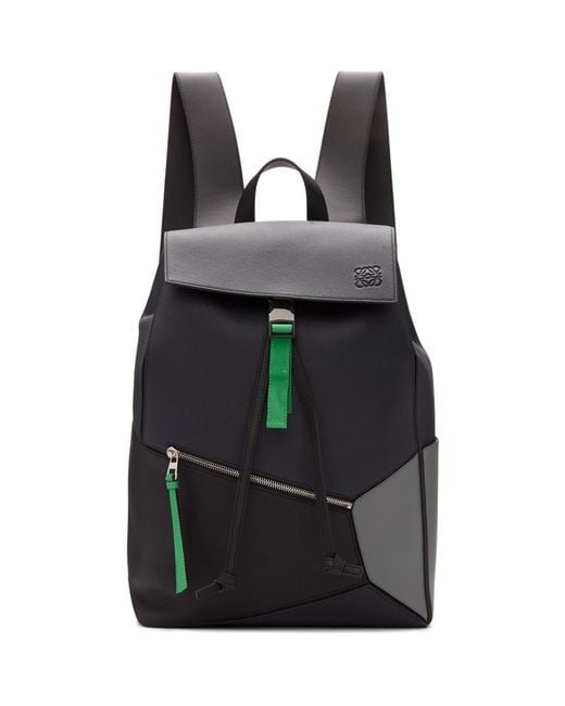 Loewe Black Grey And Blue Puzzle Backpack for men