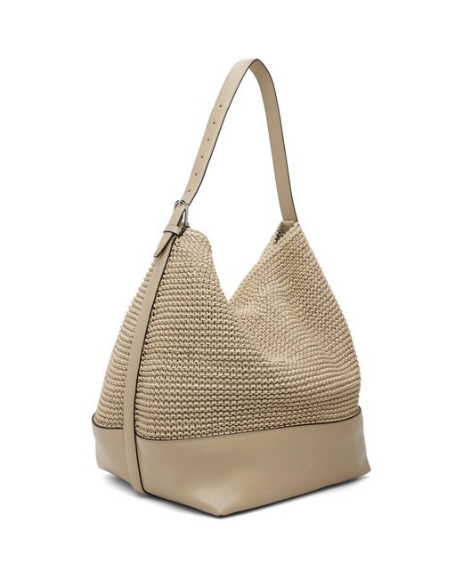 Totême  Gray Taupe Belted Woven-Leather Tote