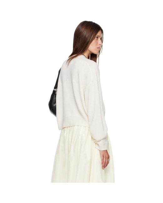 Loulou de Saison White Off- Anzor Lds Cashmere V Neck Sweater