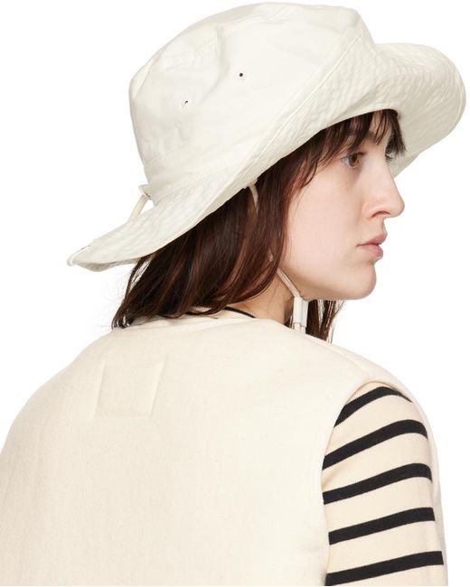 Jil Sander Natural Off-white Bucket Beach Hat