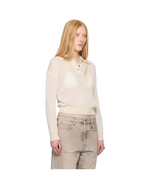 Amiri Natural Open Back Crochet Polo