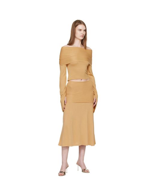 AYA MUSE Natural Tan Rylin Midi Skirt