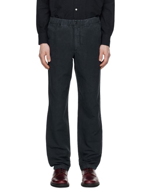 Norse Projects Black Ezra Relaxed Cotton Linen Trousers for men