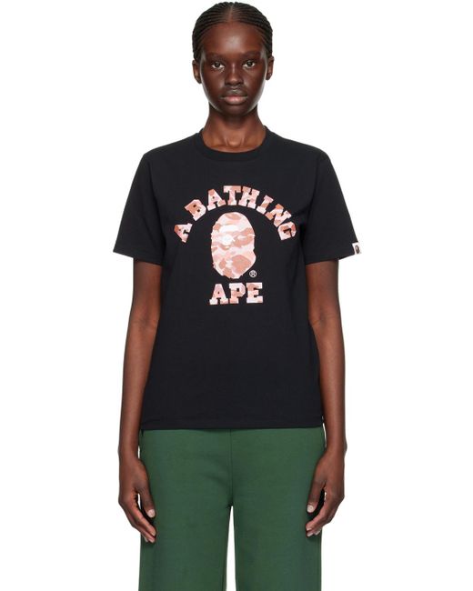 A Bathing Ape Black 1st Camo College T-shirt