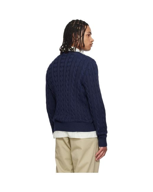 Polo Ralph Lauren Blue Cable-Knit Cotton Sweater for men