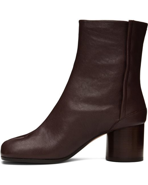 Maison Margiela Brown Burgundy Tabi Ankle Boots