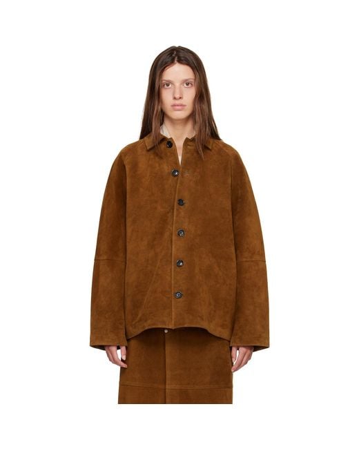 Studio Nicholson Brown Tan Bowe Suede Jacket