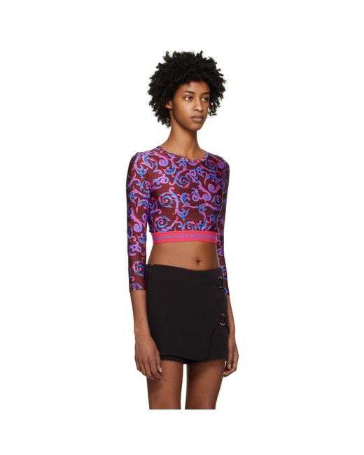 Versace Jeans Couture Purple Pink Sketch Couture Long Sleeve T-shirt