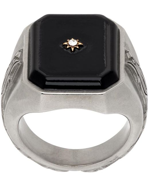 Maison Margiela Metallic Silver Enamel Signet Ring for men