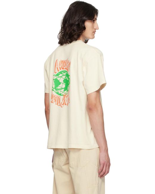 T-shirt blanc cassé à images à logo imprimées AWAKE NY pour homme en coloris Natural
