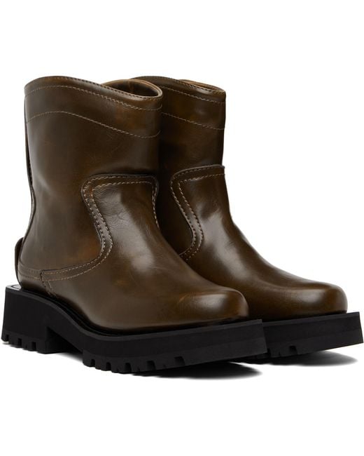 Ganni Green Khaki Low Oleatex Boots