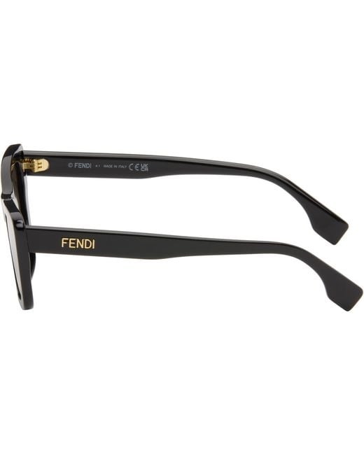 Fendi Brown Lettering Sunglasses for men