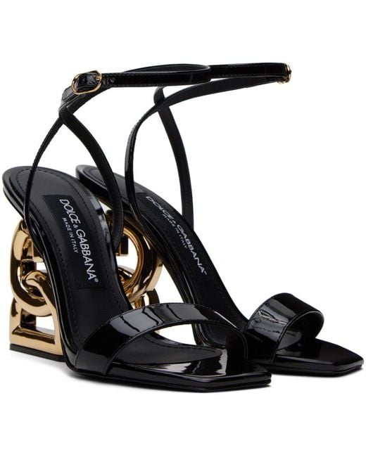 Dolce & Gabbana Dolce&gabbana Black Patent Leather Heeled Sandals