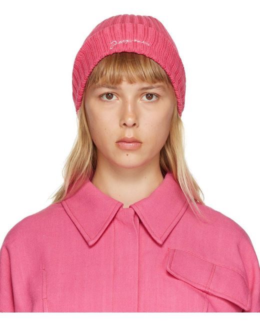 Jacquemus Cotton 'le Bonnet' Beanie in Pink | Lyst