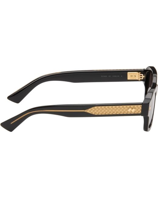 Bottega Veneta Black Intrecciato Rectangular Sunglasses for men