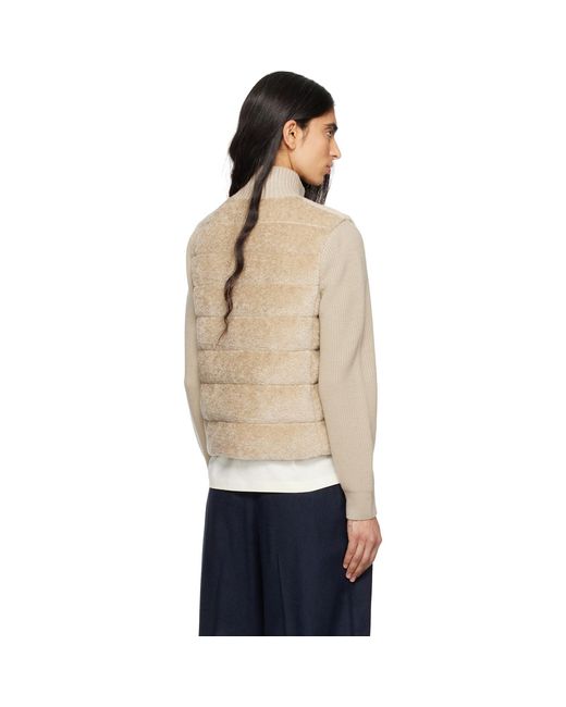 Moncler Natural Padded Teddy & Wool Zip-Up Down Jacket
