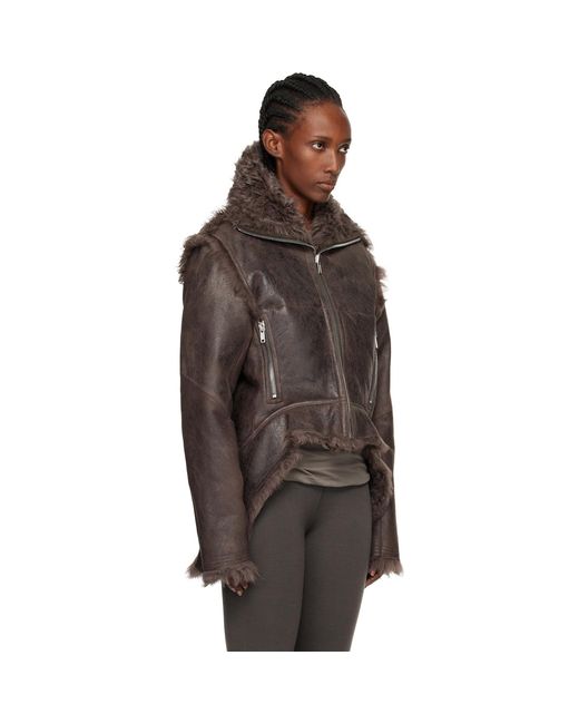 Rick Owens Brown Concordians Exploder Reversible Shearling Jacket