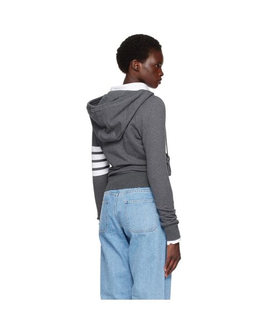 Thom Browne Blue Classic Loopback 4-Bar Zip Hoodie