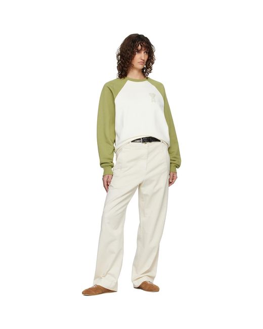 AMI Multicolor Off- & Cotton Knitted Ami De Coeur Sweatshirt