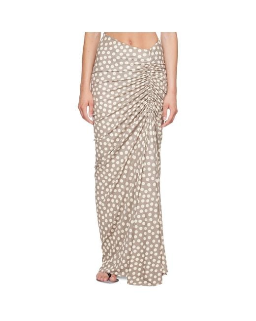 Alaïa Multicolor Taupe Polka Dots Gathered Maxi Skirt