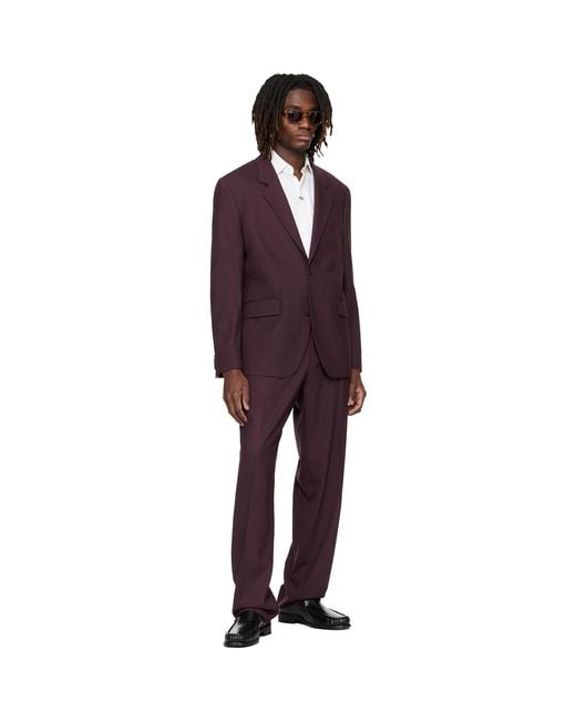 HUGO Black Burgundy Two-Piece Modern-Fit Stretch Twill Suit for men