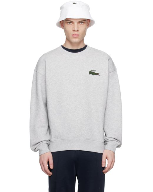 Lacoste White Gray Crocodile Badge Sweatshirt for men