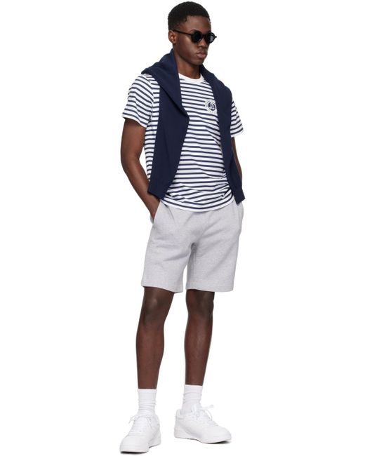 メンズ Lacoste Roland Garrosエディション ホワイト&ネイビー Tシャツ Multicolor