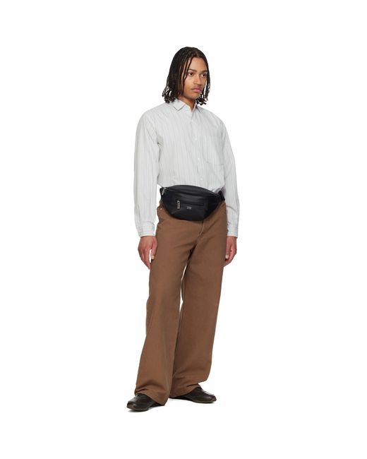 Boss Black Grained Faux-Leather Belt Bag for men