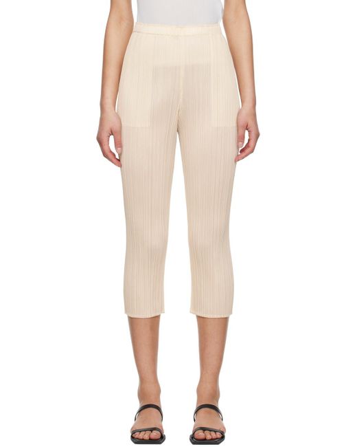 Pleats Please Issey Miyake Natural Off-white Monthly Colors April Trousers