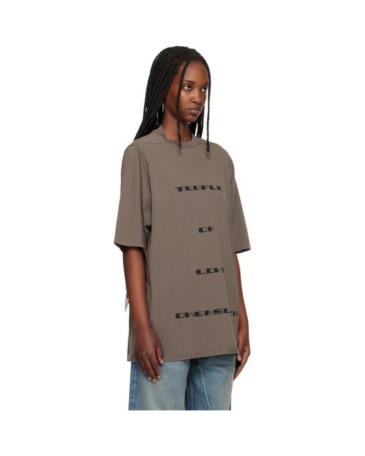 Rick Owens Brown Temple Jumbo S/S T-Shirt