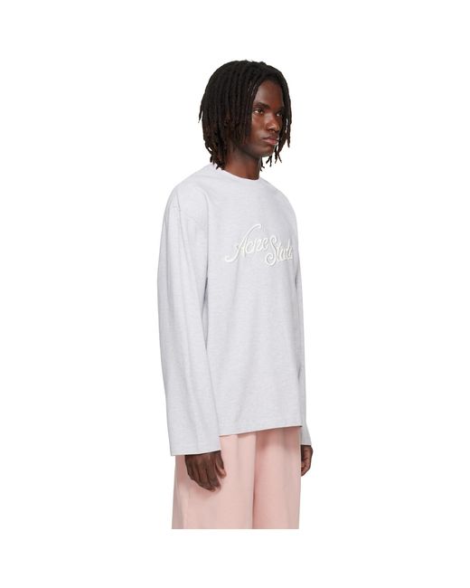 Acne White Embroidered-Logo T-Shirt for men