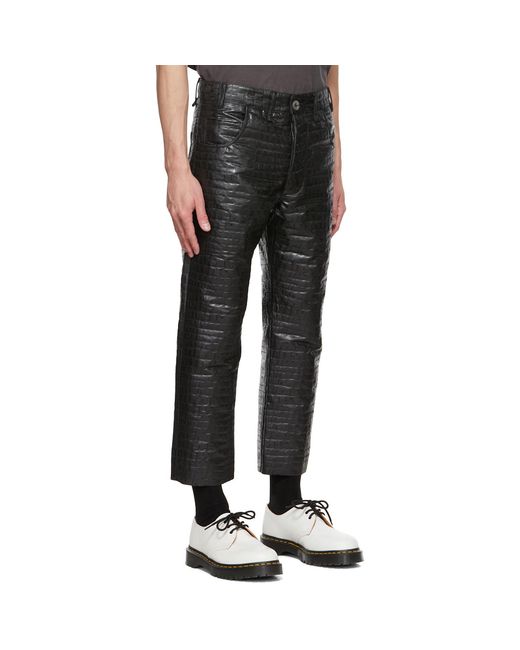 Song For The Mute Black Matelassé Faux-Leather Pants for men