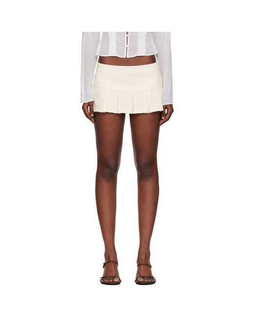 GUIZIO White Off- Pleated Micro Miniskirt