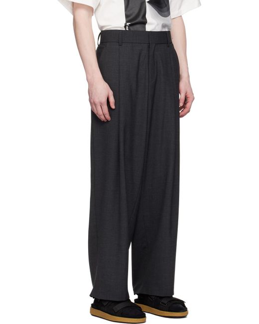 Pantalon gris à plis Kolor pour homme en coloris Black