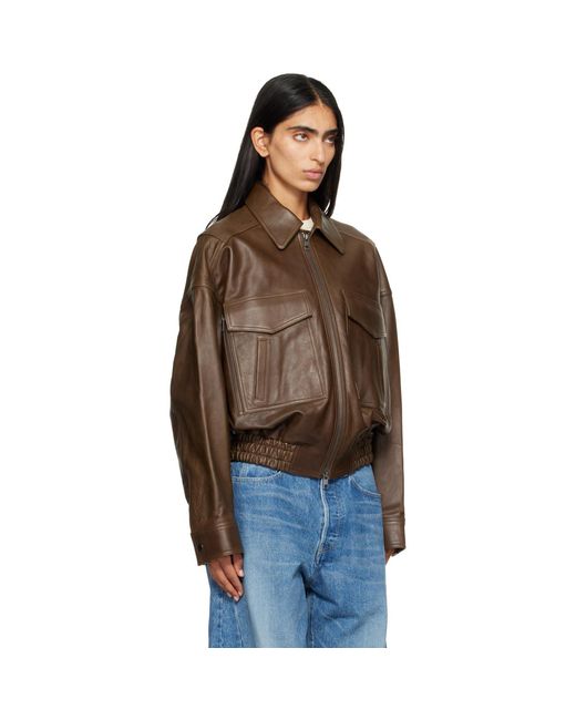Staud Brown Eugene Leather Jacket