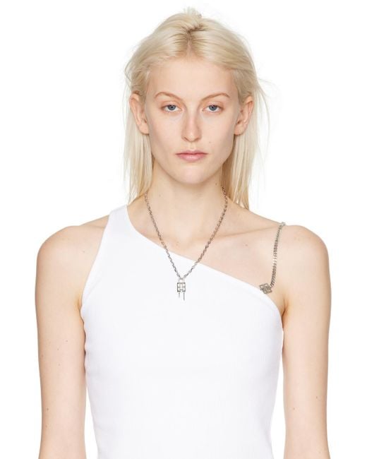 Givenchy Silvery Mini Lock Necklace | Neiman Marcus