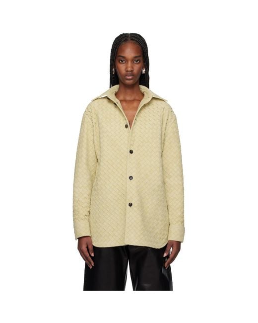 Bottega Veneta Natural Intrecciato Relaxed Leather Shirt