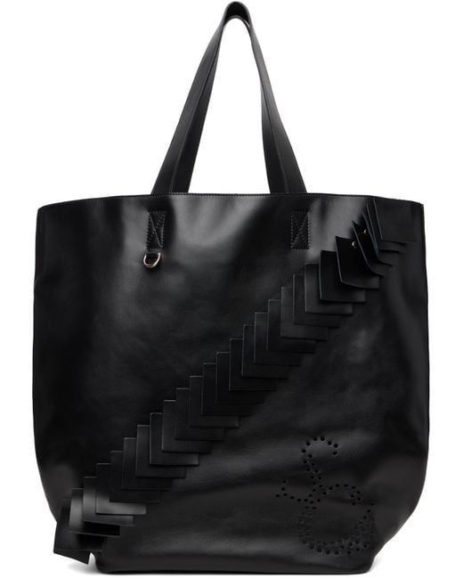 STEFAN COOKE Black Leather Patch Tote for men