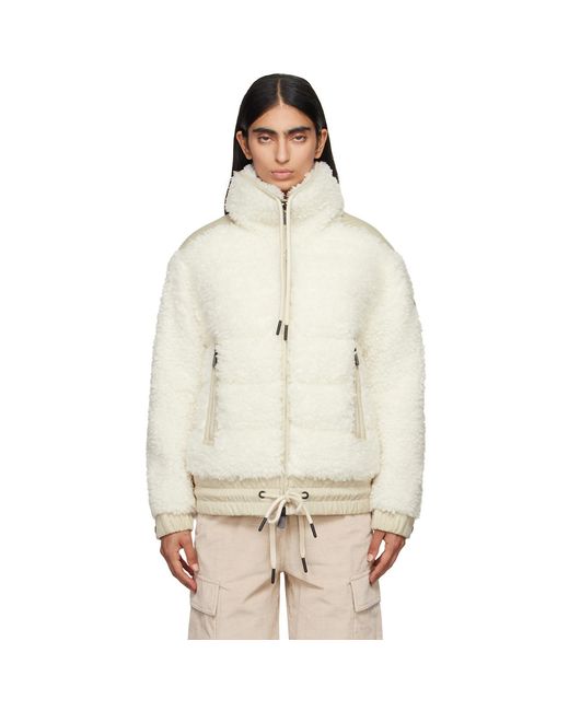 Blouson Blanc Cassé En Peau Retournée Synthétique Rembourré En Duvet Moncler en coloris Natural