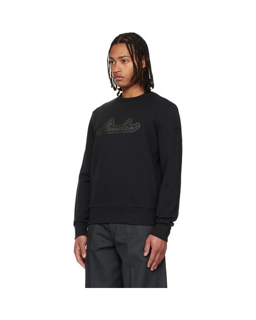 Moncler Black Cursive Logo Cotton Sweatshirt for men